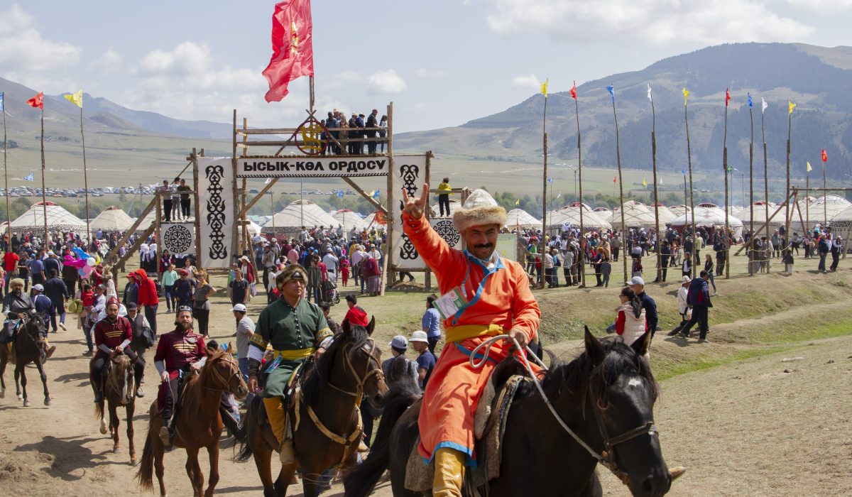 Assel Choibekova, Kyrzgystan, 2018

The World Nomad Games took place in Kyrgyzstan on the “shoe
side” of lake Issyk Kul. Surrounded by the jagged peaks of the Tian
Shan mountain range and the vast meadows of a sweeping mountain
Kyrchyn Gorge, Issyk Kul is the second largest alpine lake in the
world